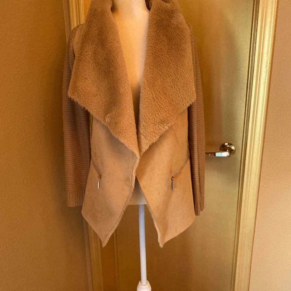 Make offer!  Wonderful suede and knit jacket. Great collar, very soft Si…